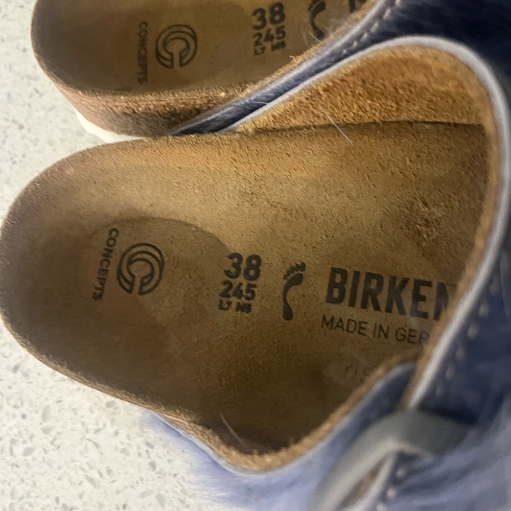 Birkenstock Arizona Hairy Hyper Mauve Sandals Size EU 38 Narrow Fit - Picture 3 of 4